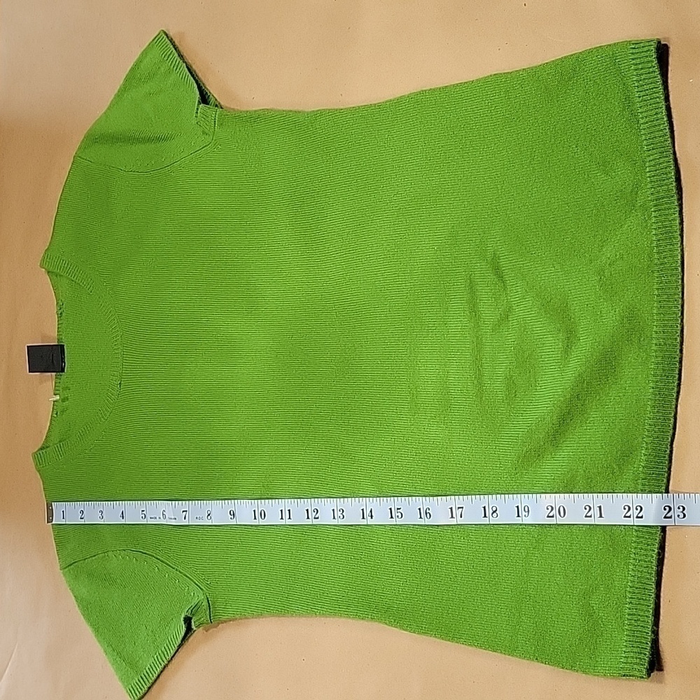 Gap, Size M Bright Lime Greenish 100% Cashmere Short Sleeve Sweater T-Shirt - Picture 7 of 11